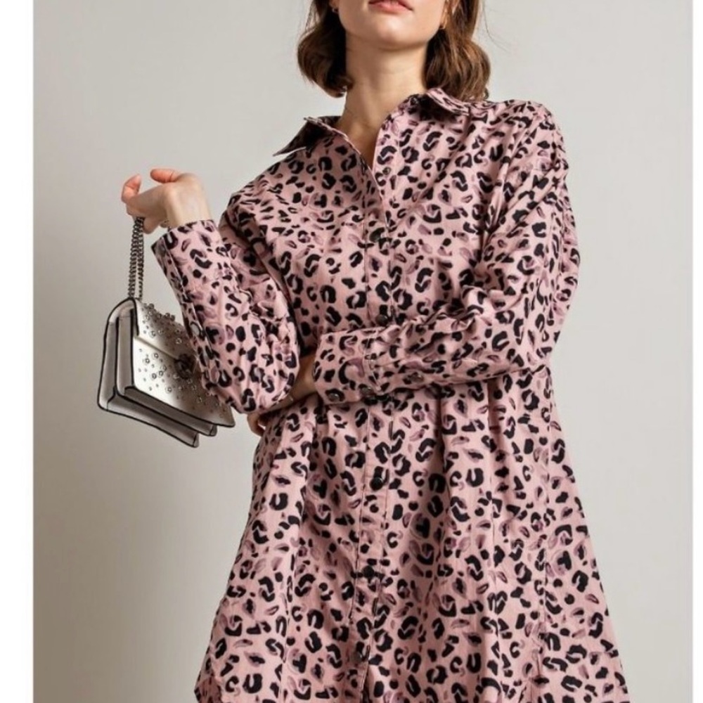 Easel Animal Print Collared Dress